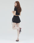 bimbam layered mini shorts black