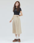 bimbam basic pleat skirt beige