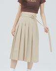 bimbam basic pleat skirt beige