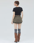 bimbam layered mini shorts khaki