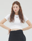 bimbam emblem crop tee white