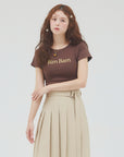 bimbam logo crop tee brown
