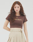 bimbam logo crop tee brown