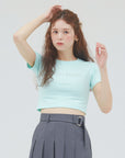 bimbam logo crop tee mintblue