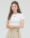 bimbam emblem crop tee white