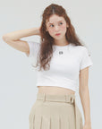 bimbam emblem crop tee white