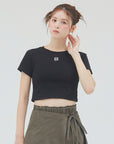 bimbam emblem crop tee black