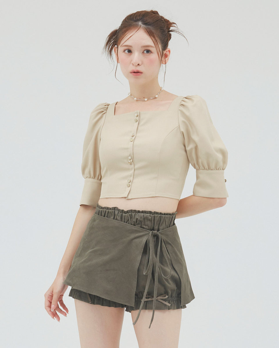 bimbam puff sleeve blouse beige – Bim Bam