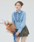 bimbam ruffle shirt powderblue