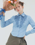 bimbam ruffle shirt powderblue