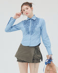 bimbam ruffle shirt powderblue