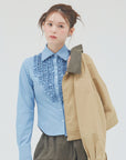 bimbam ruffle shirt powderblue
