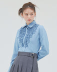 bimbam ruffle shirt powderblue