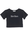 bimbam logo crop tee black