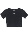 bimbam emblem crop tee black