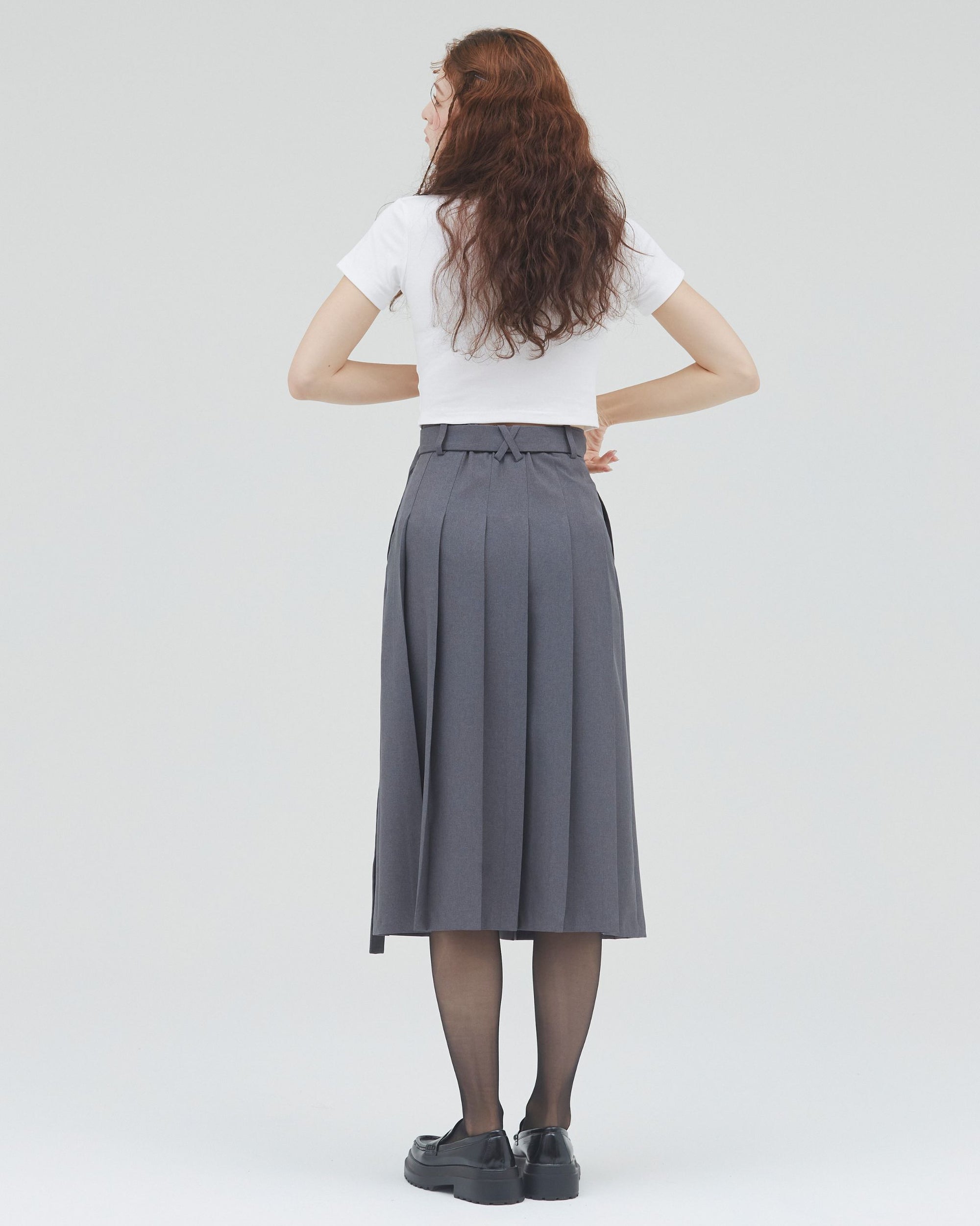 bimbam basic pleat skirt gray