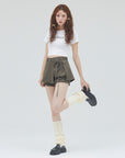 bimbam layered mini shorts khaki
