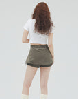 bimbam layered mini shorts khaki