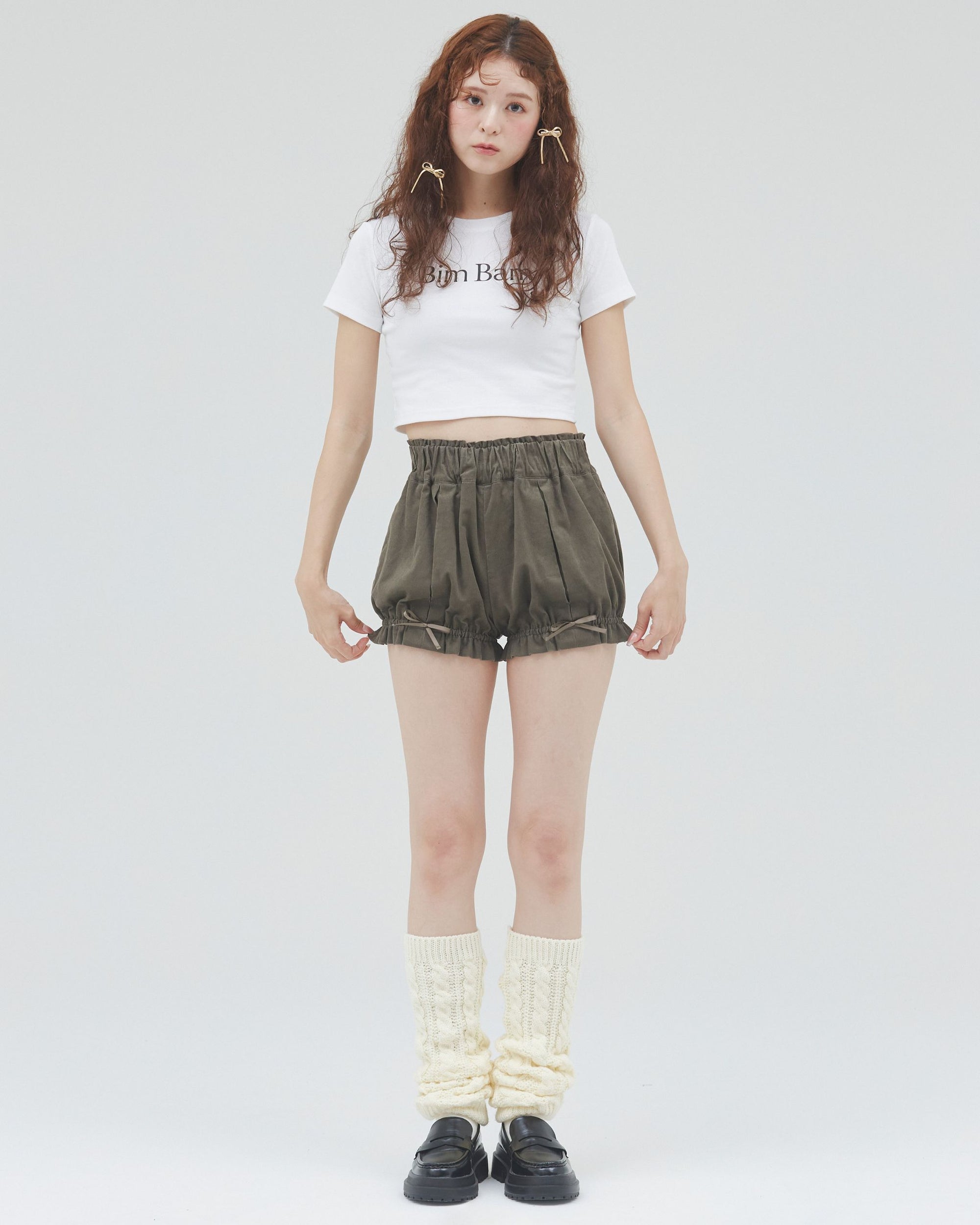 bimbam layered mini shorts khaki