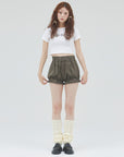 bimbam layered mini shorts khaki