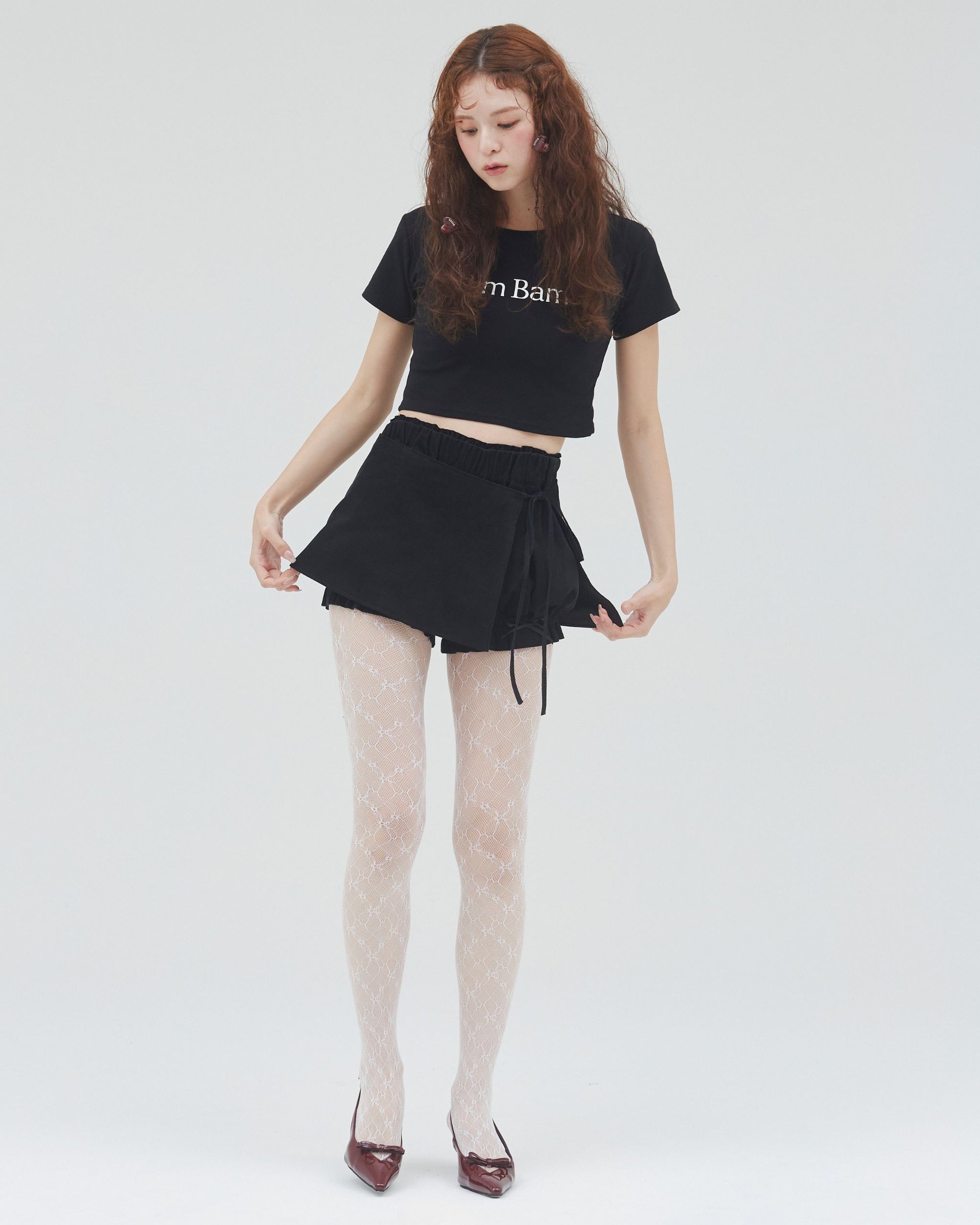 bimbam layered mini shorts black