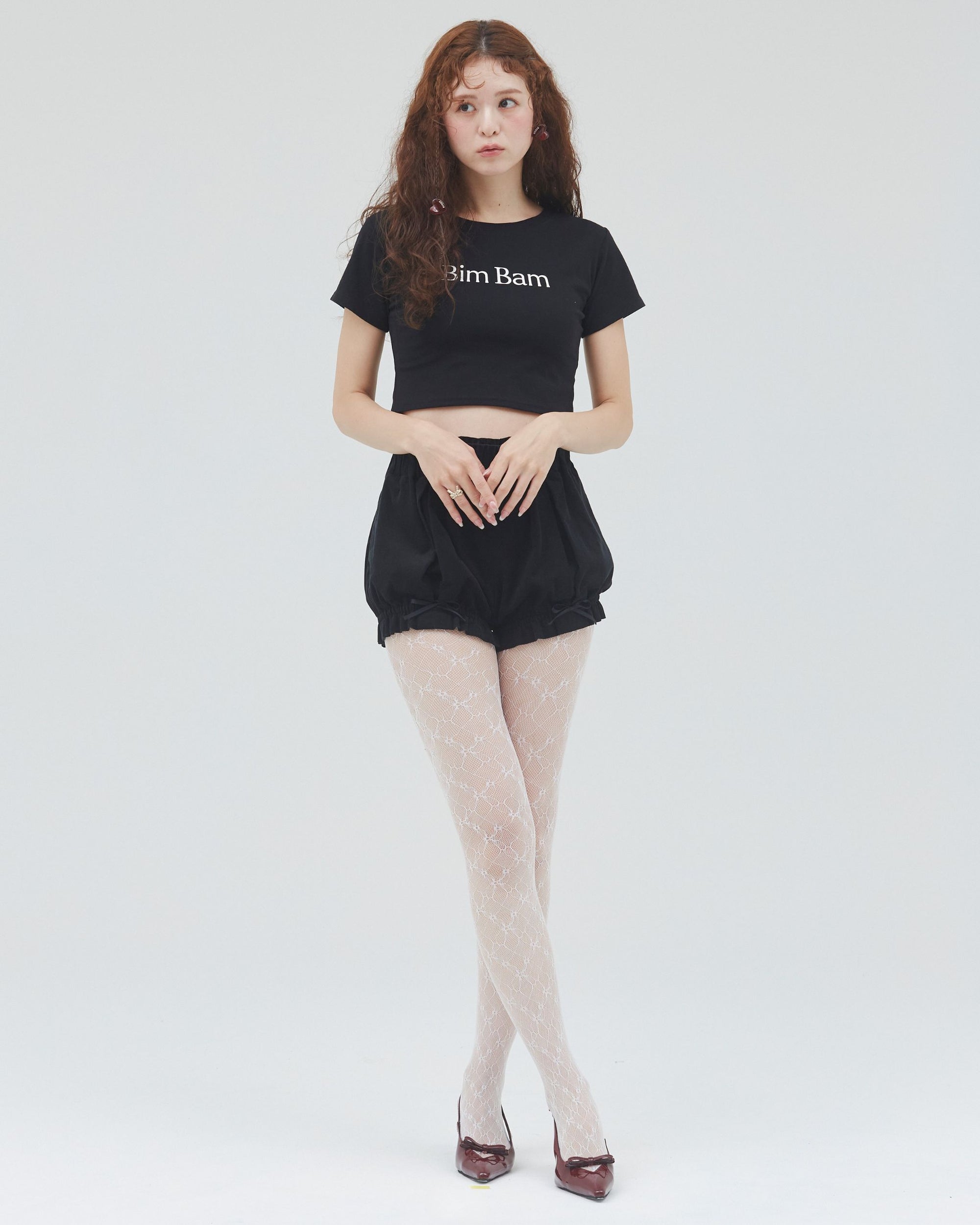 bimbam layered mini shorts black
