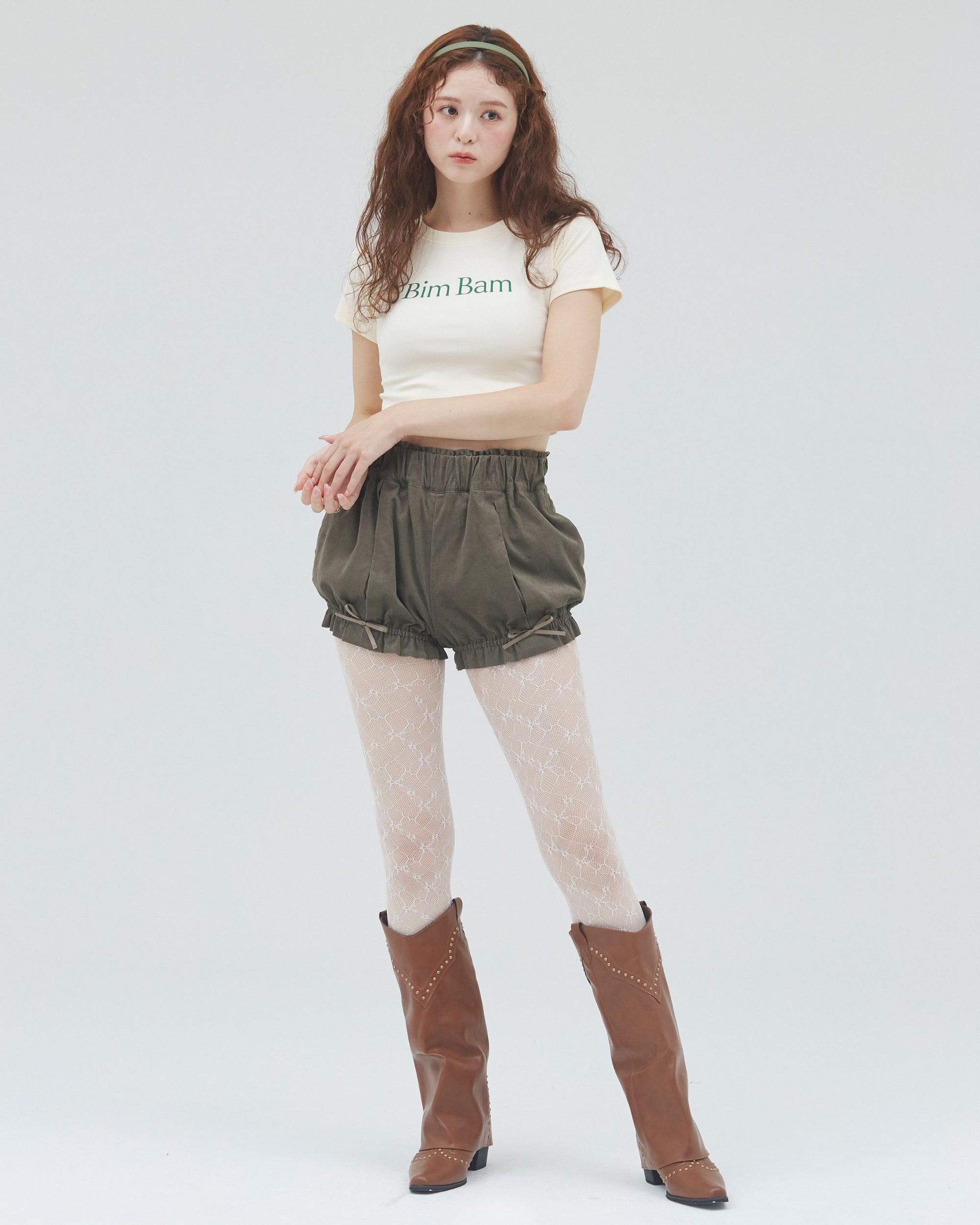 bimbam layered mini shorts khaki