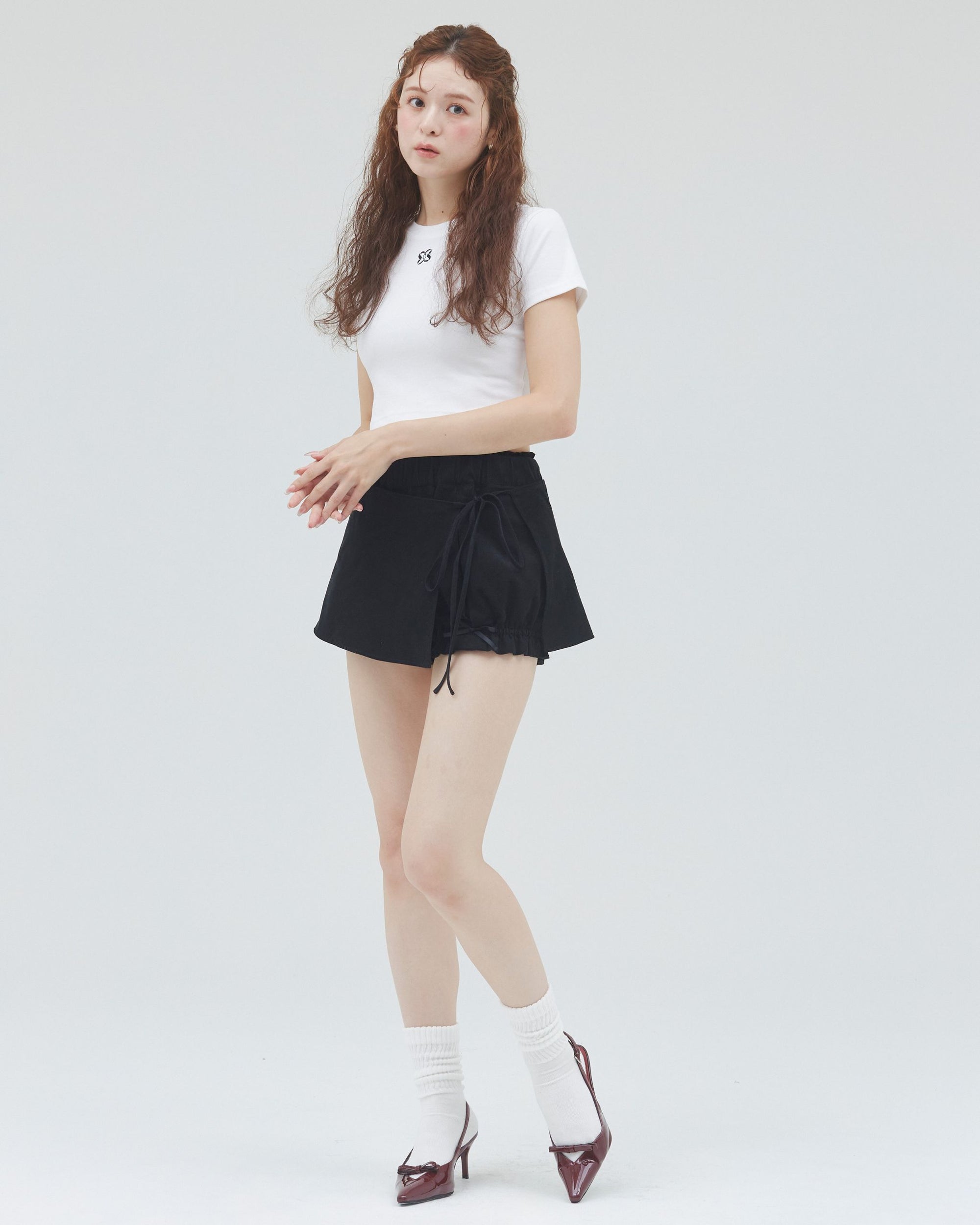 bimbam layered mini shorts black