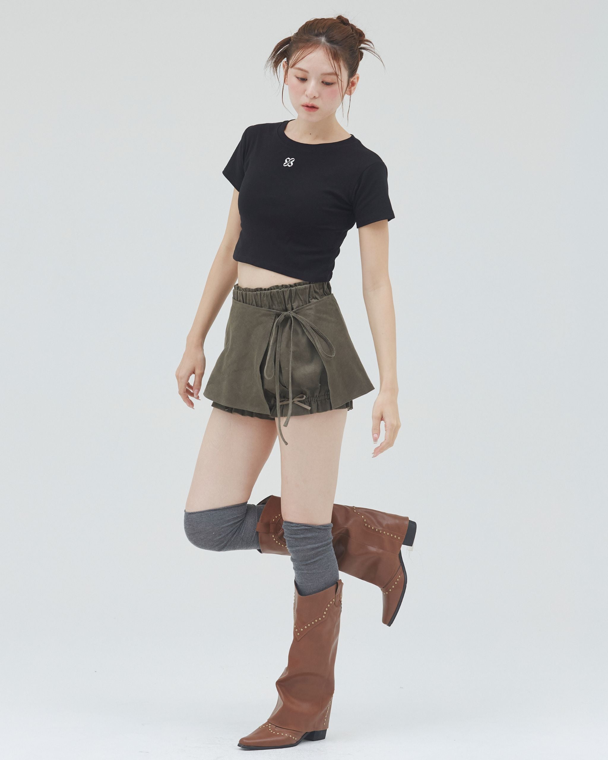 bimbam layered mini shorts khaki – Bim Bam