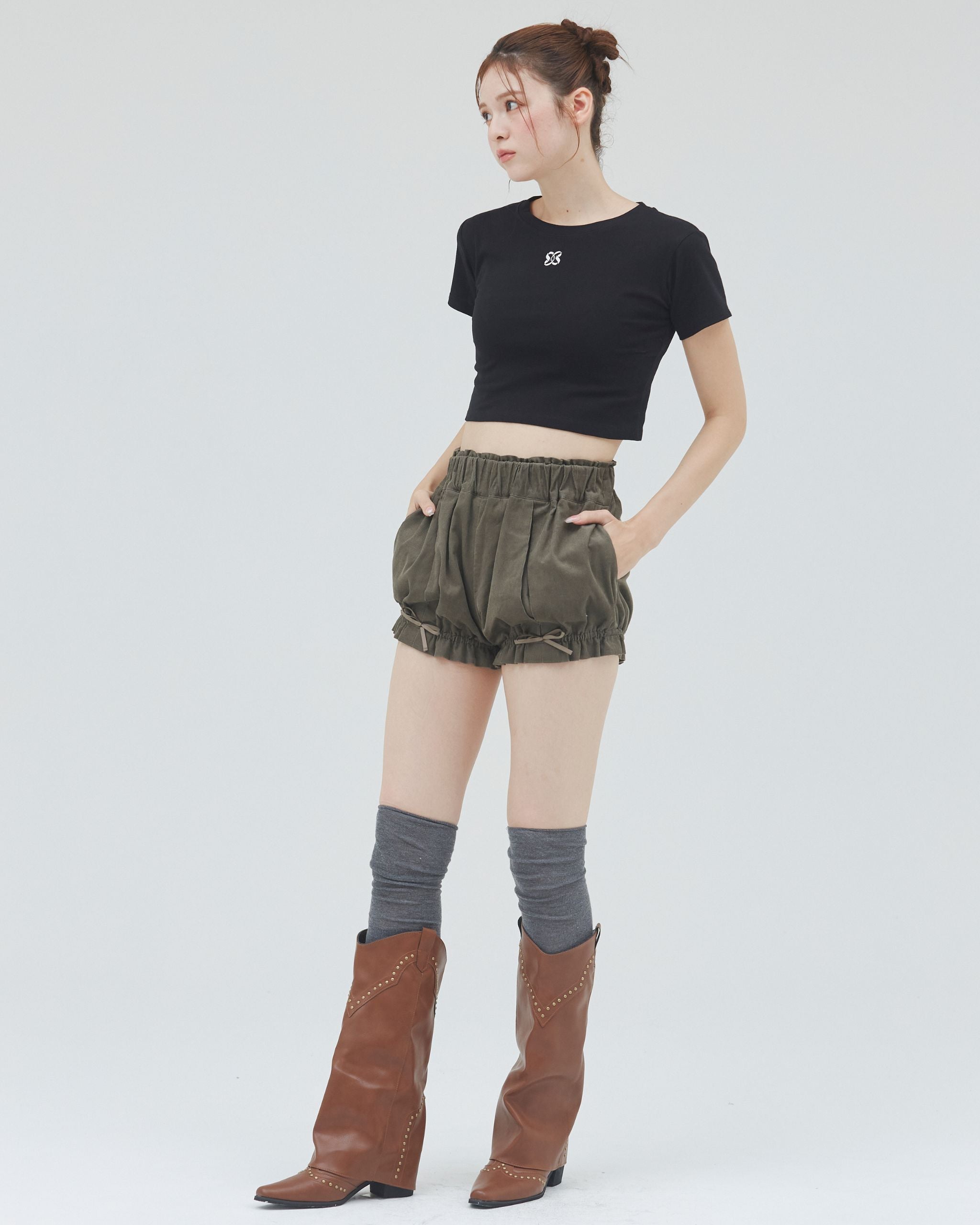 bimbam layered mini shorts khaki – Bim Bam