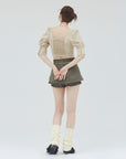 bimbam layered mini shorts khaki