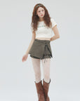 bimbam layered mini shorts khaki