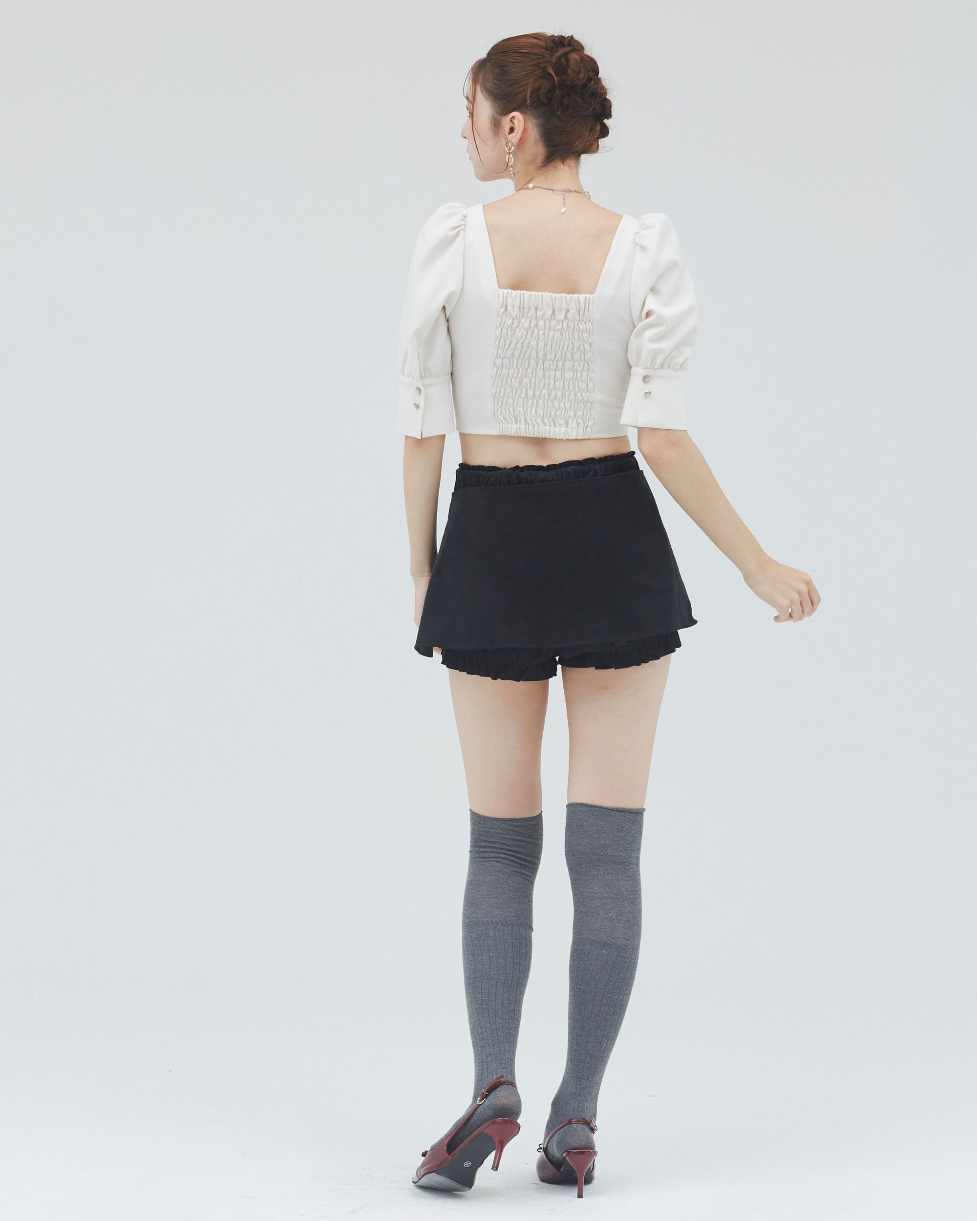 bimbam layered mini shorts black