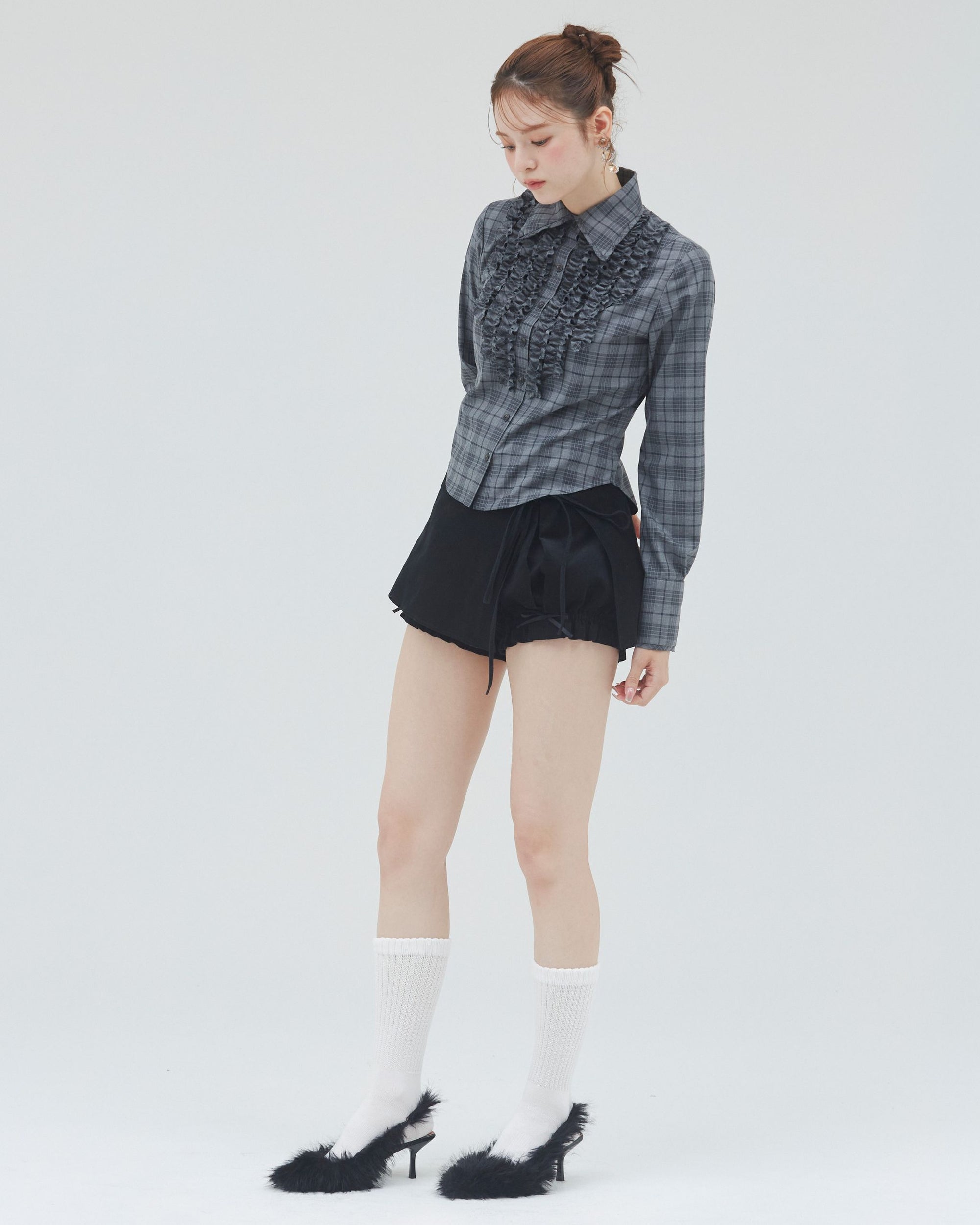 bimbam layered mini shorts black