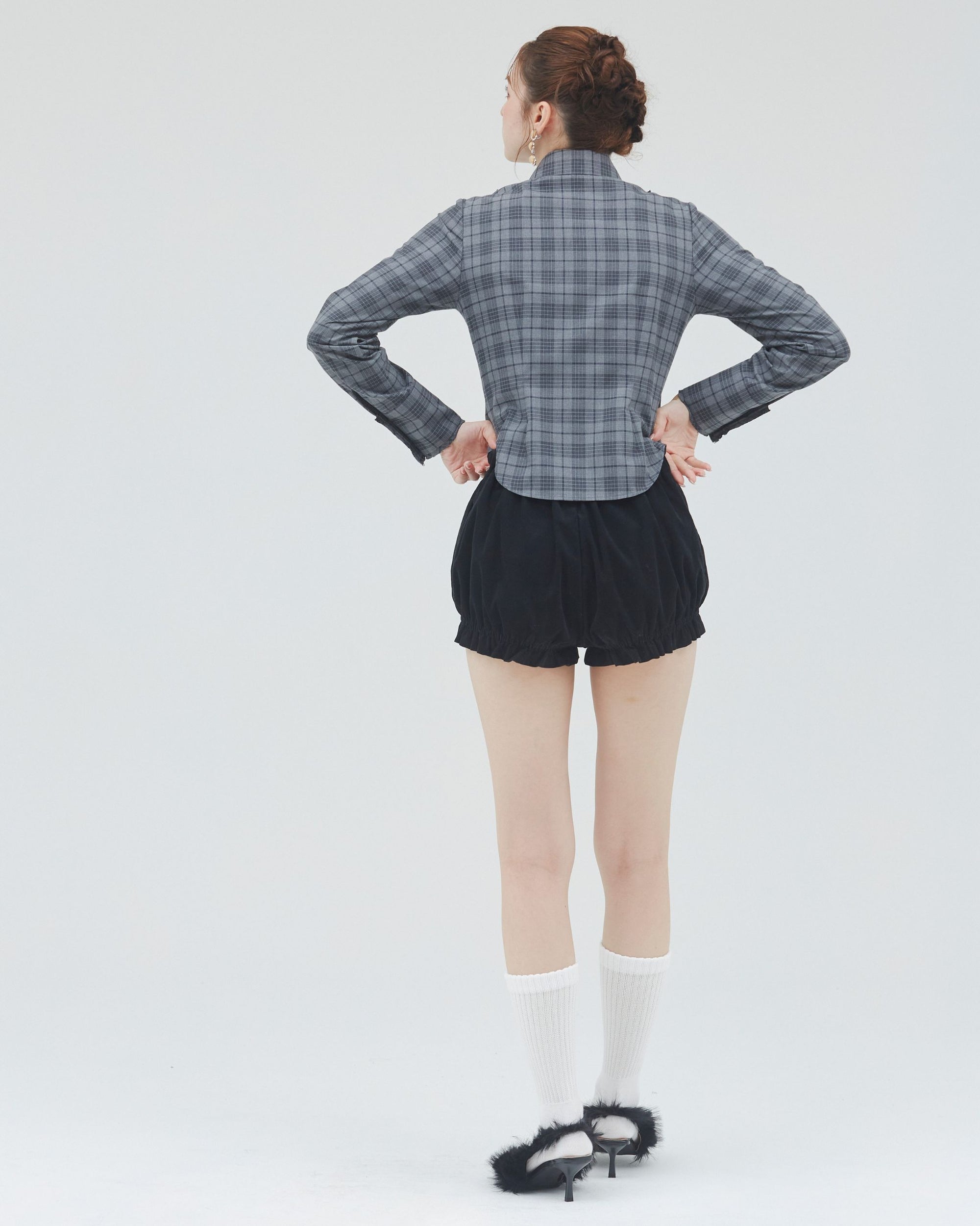 bimbam layered mini shorts black