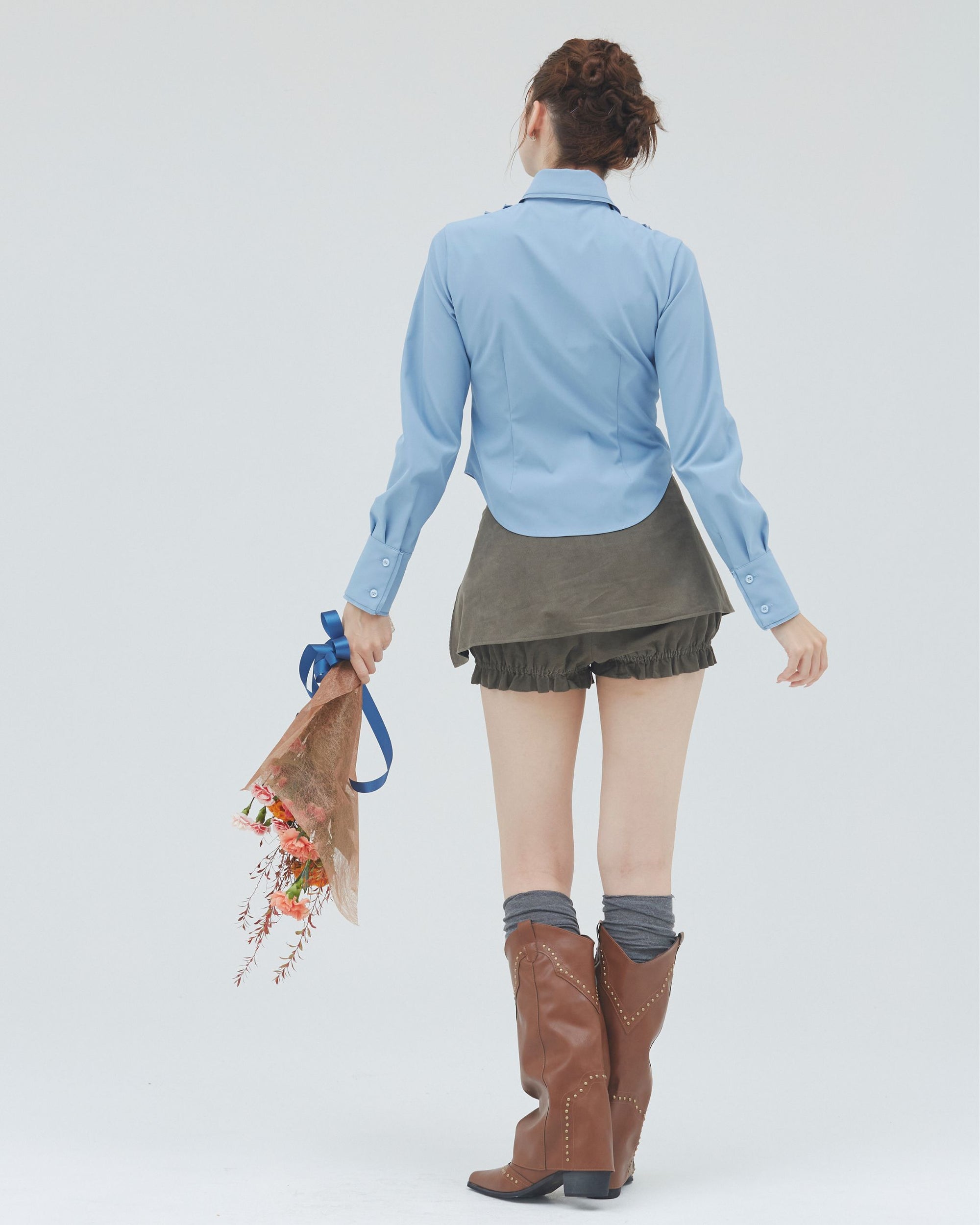 bimbam layered mini shorts khaki