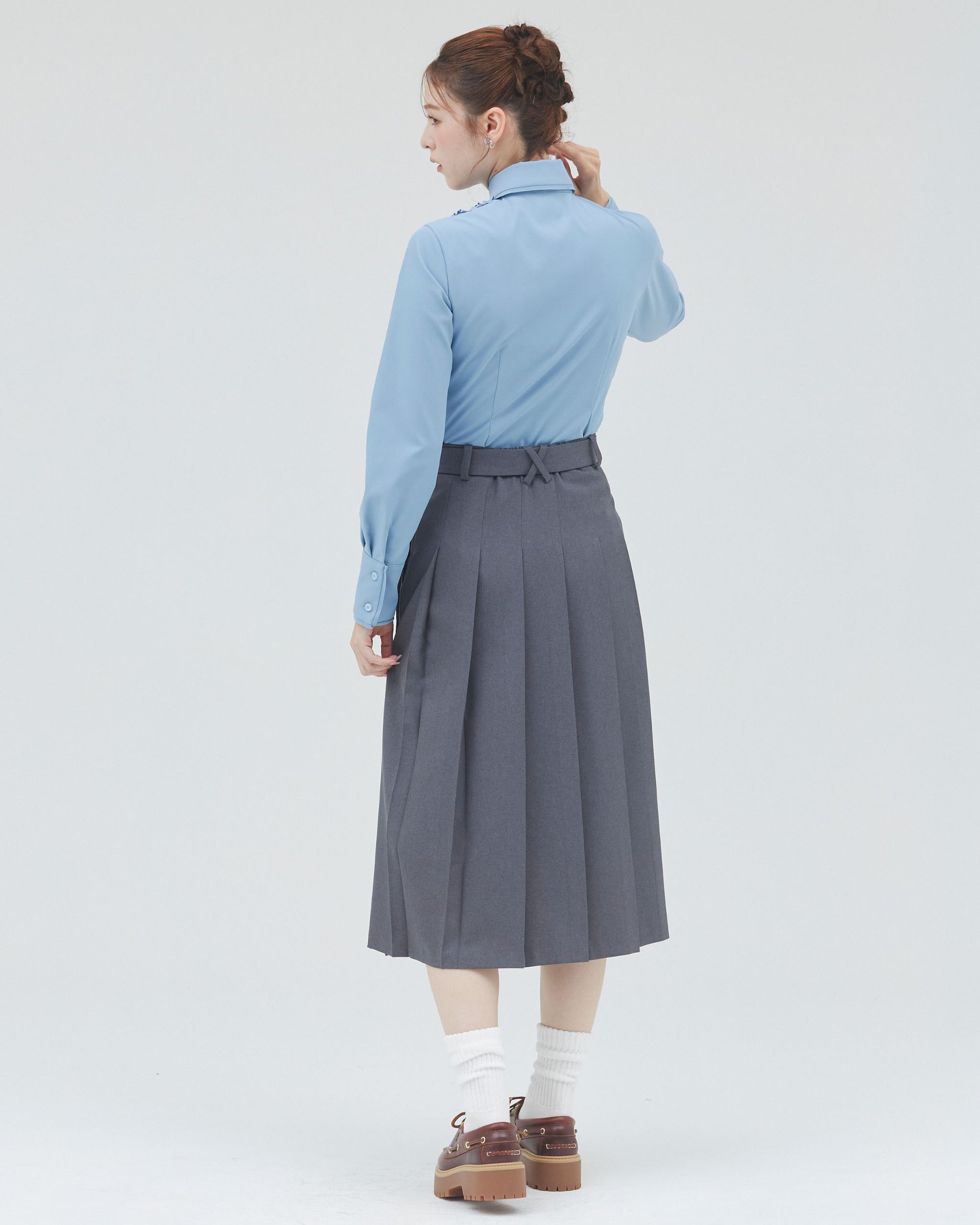 bimbam basic pleat skirt gray