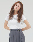 bimbam logo crop tee white