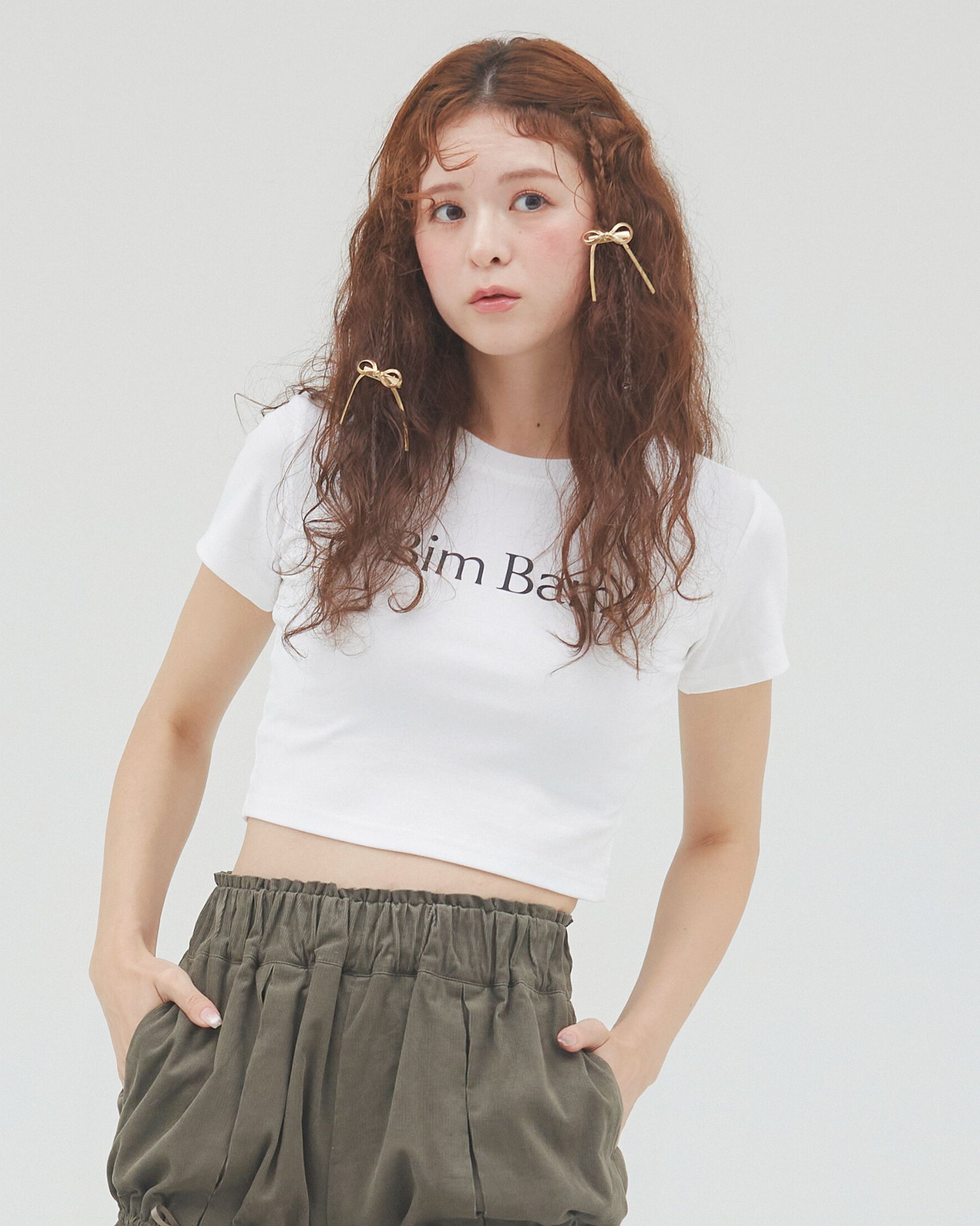 bimbam logo crop tee white