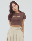 bimbam logo crop tee brown