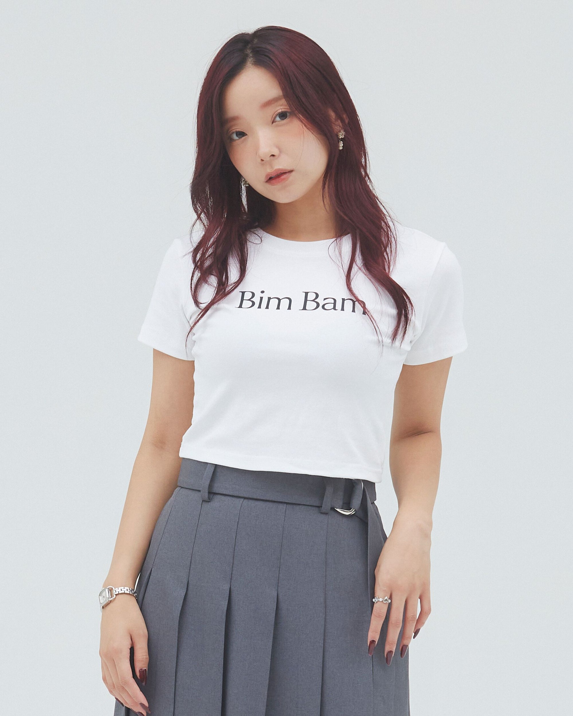 bimbam logo crop tee white