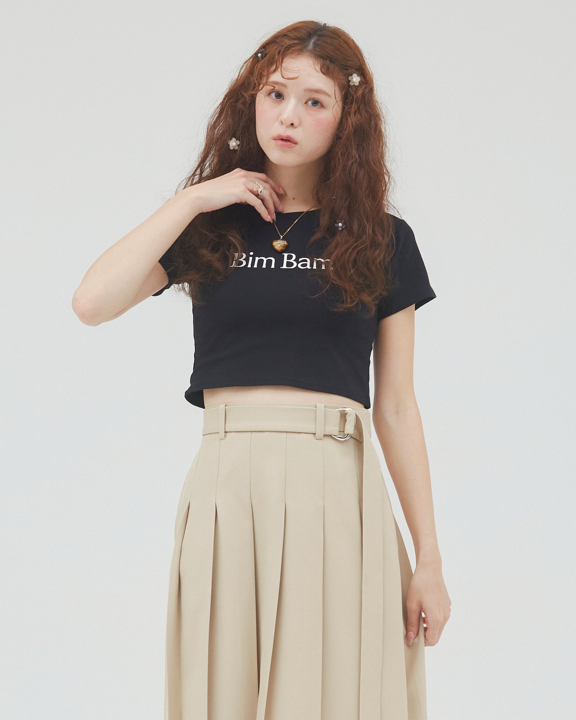 bimbam logo crop tee black