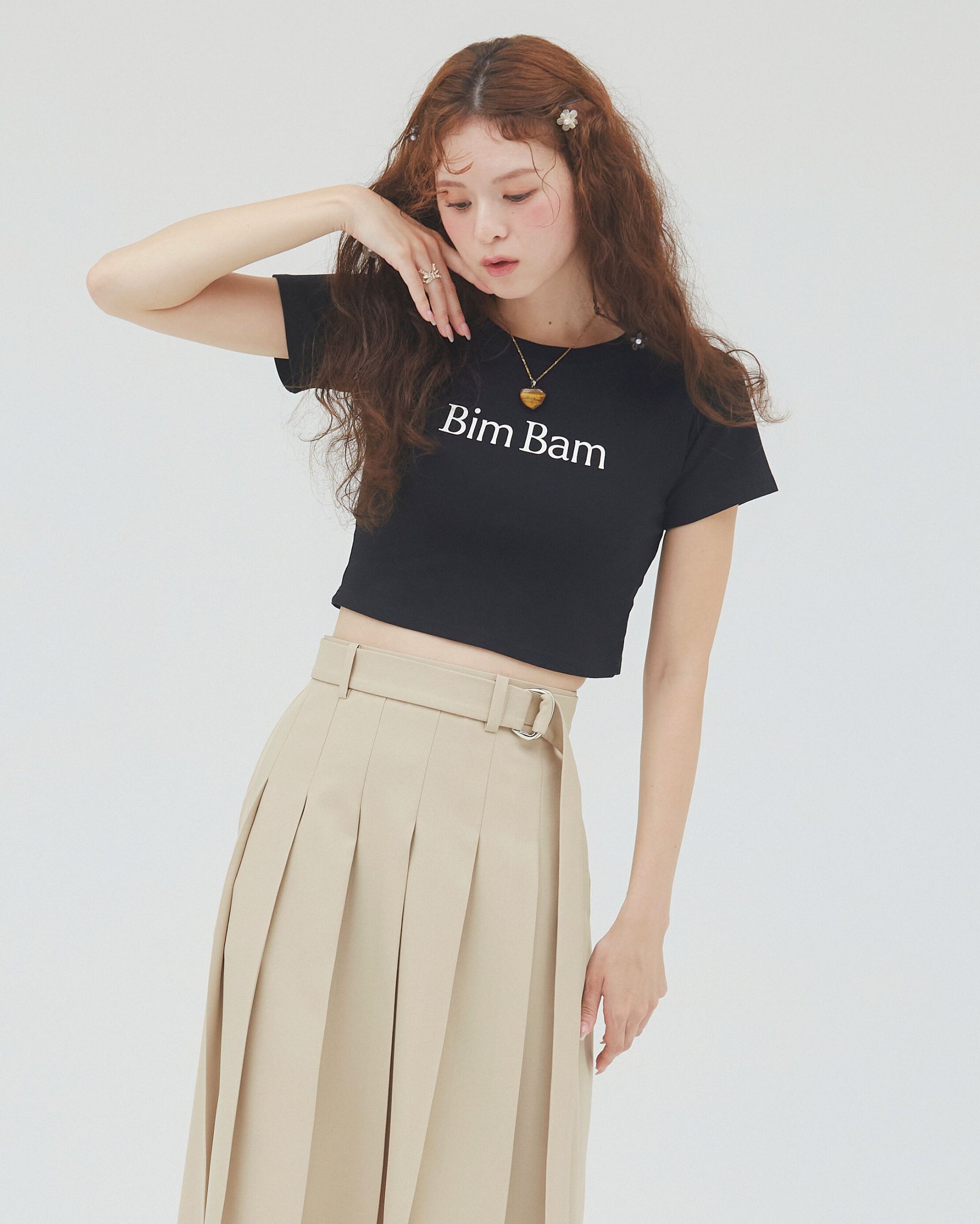 bimbam logo crop tee black