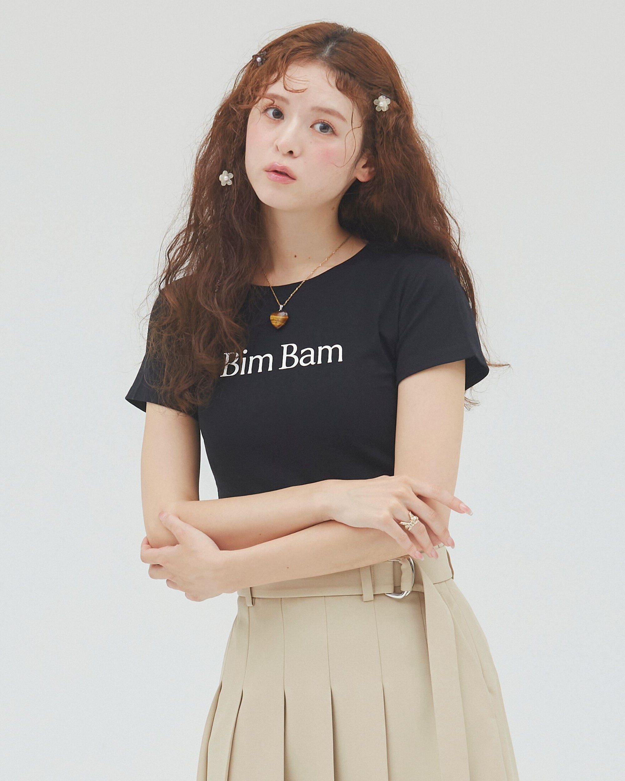 bimbam logo crop tee black