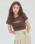 bimbam logo crop tee brown