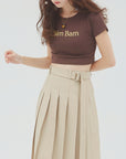 bimbam logo crop tee brown