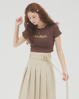 bimbam logo crop tee brown