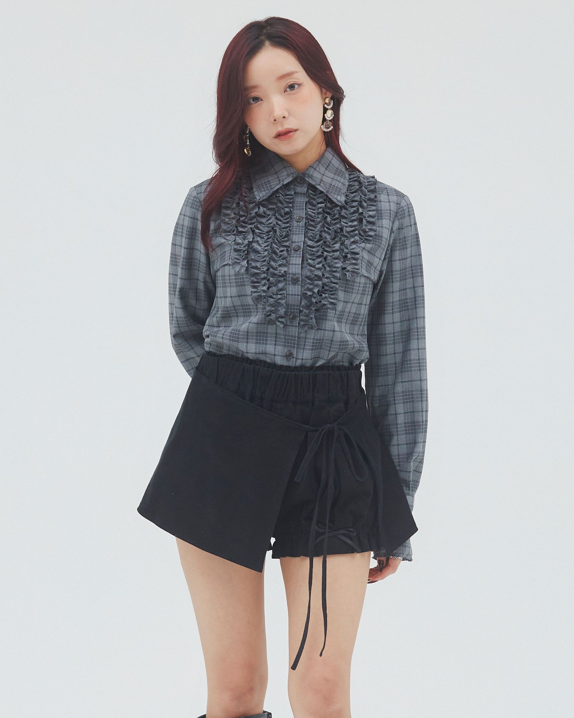 bimbam ruffle shirt gray