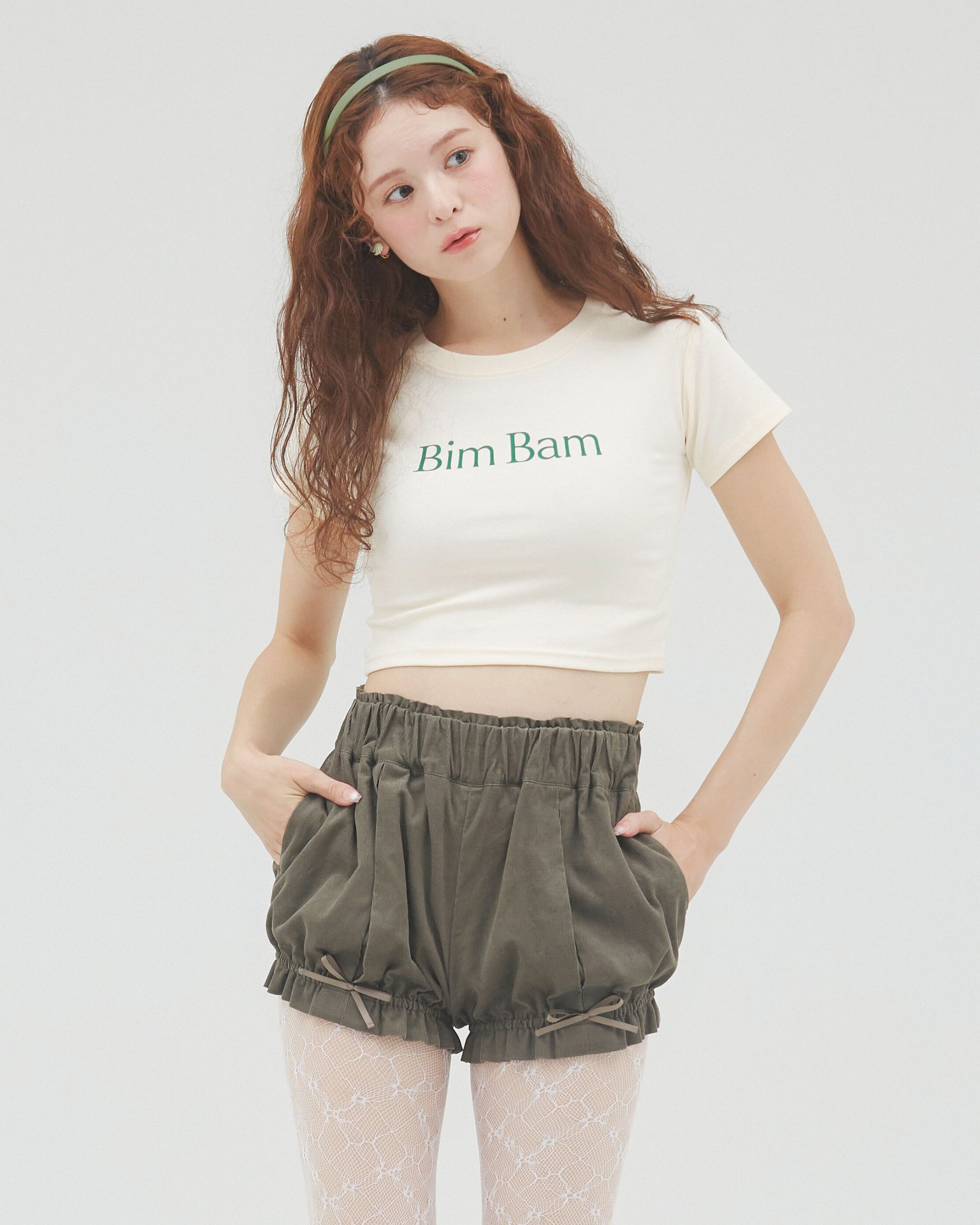 bimbam logo crop tee ivory