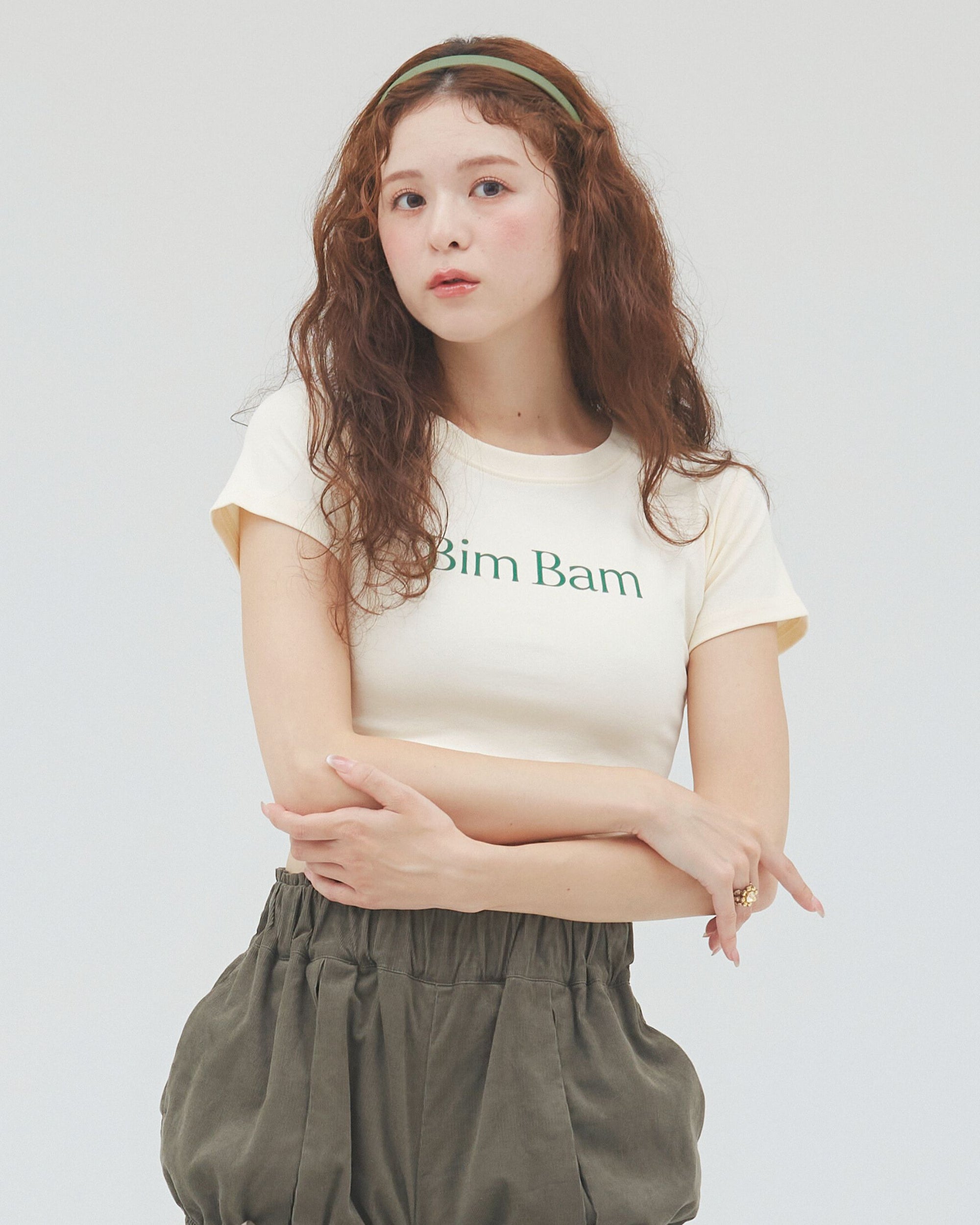 bimbam logo crop tee ivory